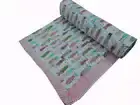 Handmade Fish Print Kantha Quilt Block Print Bedspread Throw Bedding