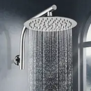 ACA WELS Round 10'' Ultrathin Stainless Steel Rainfall Shower Head Gooseneck Wall Arm Chrome