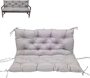 Porch Swing Cushions, Indoor/Outdoor Bench Cushion with Backrest and Ties, Waterproof Swing Replacement Cushions, 2 or 3 Person Seat Cushions, for Garden Patio Furniture Gray 40 * 40 * 4in