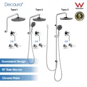 Decaura 10" Rain Shower Head Set Round Gooseneck Shower Arm Mixer Taps Chrome