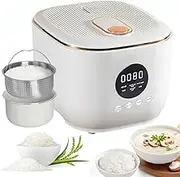 Stainless Steel Rice Cooker, Electric Low Sugar Rice Cooker with Steamer Basket, Non-Stick 3L Inner Pot, 24H Delay Timer for White/Brown Rice, Porridge, Soup