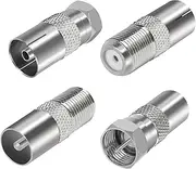 Coaxial F Type Adapter Kit, 4 Pieces, Compatible with Satellite and Antenna Cables