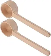 BRIGHTFUFU 2pcs Wooden Soup Spoon Salt Scoop for Cooking Serving Tea Leaf Milk Powder