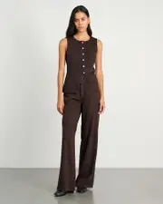 [Jag] Jag Women's Loe Denim Vest In Dark Chocolate Brown Size 14 14 Brown
