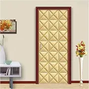 Door Stickers DIY European Golden Soft Bag 3D Door Stickers PVC Self-Adhesive Waterproof Decal Wallpaper Living Room(95x215cm)