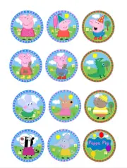 12 Peppa Pig edible paper, cupcake, cookie, oreo toppers, CHOOSE YOUR SIZE