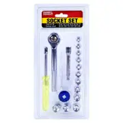 16Pcs Drive Socket Set Carbon Steel Bar Tools Handy Hardware Chrome Plated