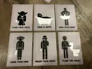 6 Inspirational STAR WARS Art Print Set Lot Nursery, Bathroom, Playroom ++