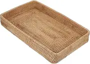 NAMOARLY Multi-functional Rattan Woven Tray Rectangular Serving Tray for Charcuterie Storage Home Decor