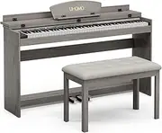 UMOMO U-710 88 Key Digital Piano Keyboard with Piano Bench, Full Size Electric Piano with Piano Stand, Headphone Jack, 3 Pedal, Electronic Piano for Beginner, Adults, Gray