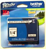 Brother P-Touch TZe-211 TZ Label Maker 1/4" Laminated White Tape - Black Print