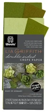Lia Griffith Double Sided Crepe Paper Folds Roll, 6.7-Square Feet, Green Tea and