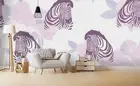 3D Zebra Floral Wallpaper Wall Mural Removable Self-adhesive 64