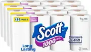 Scott 1000 Long Lasting Toilet Tissue Paper, Septic Safe & Clog Free, 32 Rolls