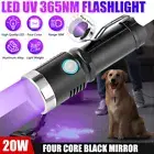 20W UV Light LED Flashlight 365nm Blacklight USB Charging Violet Inspect Torch