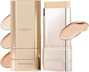 Beauty Foundation Stick - New Upgraded 2 in 1 Foundation Stick with Brush, Oil Control Concealer Hydrating Lightweight Longwear Natural Finish,Natural Color