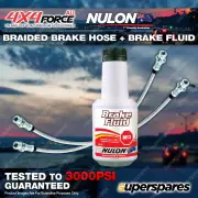 2 Fr Braided LH+RH Brake Hoses + Nulon Fluid for Toyota Landcruiser FJ80 FZJ80