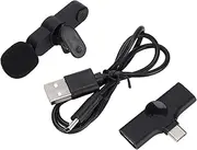 Wireless Lavalier Microphone Mini Compact Design Omnidirectional Audio Recording Noise Reduction Technology for Outdoor Live Broadcasting Interview Recording Audio Recording Black