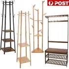 Free Standing Coat Rack Hall Stand Shoe Bench Garment Storage Shelves Entryway