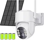WiFi PTZ Camera Outdoor Solar IP Camera 4MP HD Built-in Battery Video Surveillance Camera Long Time Standby(4MP Add 128GB Card)