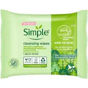 Simple, Kind to Skin, Biodegradable Cleansing Wipes with Vitamin B5, Vitamin E and Pro Amino Acids, 25 Pack