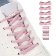 Elastic No Tie Shoelaces Replacement 5Pcs with 4 Metal Buckles, Pink