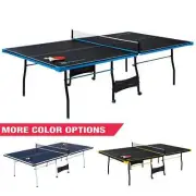 Official Size Outdoor Indoor Tennis Ping Pong Table Black Blue 2 Paddle 2 Ball