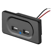 Car Charger Adapter Power Socket Charging Panel Mount Blue LED 3.1A Dual USB (for: Saab)