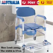 Mobile Commode Wheelchair Shower Toilet Bedside Aluminium Patient Care Chair AU