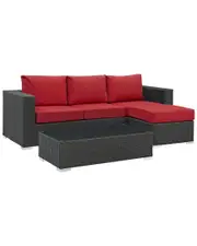 Modway Sojourn 3-Piece Outdoor Patio Sunbrella Sectional Set