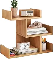 Dreamhousey Solid Wood Student Desktop Shelf Multi-Layer Large Space Cosmetic Storage Rack, Study Computer Desk 3-Tier Bookshelf Layered File Storage Organizer Bookcase (3-Tier)