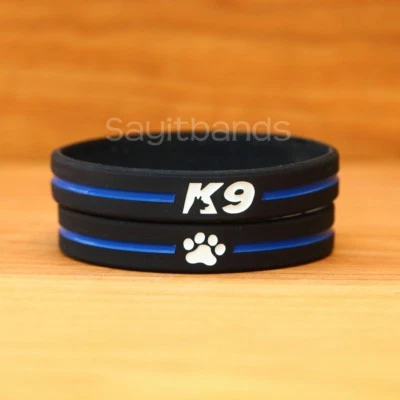 Set of K9 Wristbands - K-9 Bracelets - Thin Blue Line Canine Police Bracelet Lot