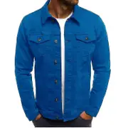 Mens Denim Jeans Jacket Short Slim Fit Blue L