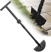 Edger Lawn Tool, Manual Half Moon Edger with Sharp Round Saw Tooth Blade and Step, Stand Up Garden Tools for Landscaping, Borders, Sidewalk, Turf, 34-43 inch Adjustable Metal Grass Edging Tool