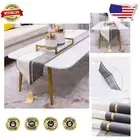 Stylish Grey and White Striped 12”x108” Velvet Table Runner with Custom Tassels