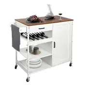 Rolling Kitchen Island Cart Mobile Serving Trolley Cart Drawers Towel Rack 94cm