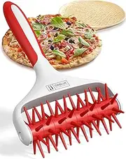 Orblue Pizza Dough Docker Pastry Roller with Spikes, Pizza Docking Tool for Home & Commercial Kitchen - Pizza Making Accessories That Prevent Dough from Blistering Red