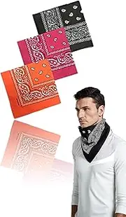 [Generic] Versatile 3-Pack Paisley Bandanas: Scarf, Headband, Face Mask, Neckerchief, Handkerchief - Men, Women, Kids