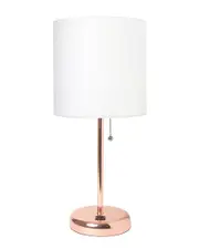 Lalia Home 19.5in Stick Table Desk Lamp with USB Charging Port, Drum Shade & LED Bulb Included NoSize NoColor