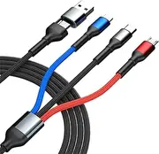 6 in 1 Multi Charging Cable 4FT/1.2m, Multi Charger Nylon Braided Universal Phone Charger Fast Charging Cord USB A/C to USB C/Micro USB/Phone Port Compatible with iPhone,Samsung