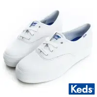 在飛比找Yahoo奇摩購物中心優惠-Keds 品牌經典厚底皮革綁帶休閒鞋-白