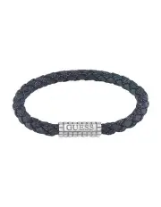 [Guess] Logo Leather Bracelet in Silver