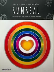 Stained Glass Window Decal RAINBOW HEART Mandala SUNSEAL Transparent Sticker
