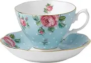 [Royal Albert] Vintage Teacup and Saucer Set, Polka Blue