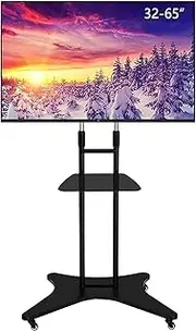 Mobile TV Cart, Mobile tv Stand, Rolling tv Stand Upgraded TV Bracket Mount Universal TV Stand Height-Adjustable TV Mounting Bracket with Tray TV Cart(