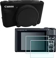 Silicone Camera Case + Screen Protector for Canon PowerShot SX740 / SX730 Digital Camera(for Accessories),HUIPUXIANG SX740 Camera Soft Case Cover Rubber Camera Sleeve with Removable Lens Cover, Black