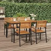 Solid Wood Acacia Garden Table with Hairpin Legs, Outdoor Patio Dining, Folding Top for Party, 140x80x75 cm