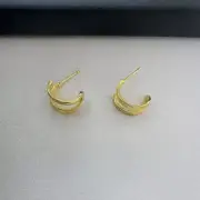 Elegant Geometric C Shape Stud Earrings for Women