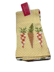 ISAAC MIZRAHI NEW YORK KITCHEN TOWELS (2) YELLOW ORANGE GREEN CARROTS COTTON NWT