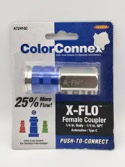 X-Flo ColorConnex Blue Type C 1/4 In Female Coupler Connector Push To Connect
